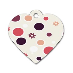 Polka Dots Flower Floral Rainbow Dog Tag Heart (one Side)