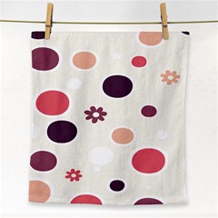 Polka Dots Flower Floral Rainbow Face Towel by Mariart