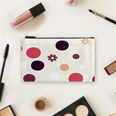 Polka Dots Flower Floral Rainbow Cosmetic Bag (small)  by Mariart