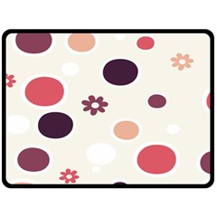 Polka Dots Flower Floral Rainbow Fleece Blanket (large)  by Mariart