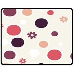 Polka Dots Flower Floral Rainbow Fleece Blanket (medium)  by Mariart