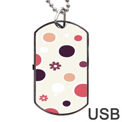 Polka Dots Flower Floral Rainbow Dog Tag Usb Flash (one Side)