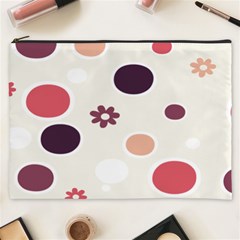 Polka Dots Flower Floral Rainbow Cosmetic Bag (xxxl) 