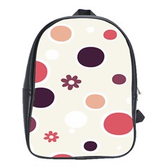 Polka Dots Flower Floral Rainbow School Bag (xl) by Mariart