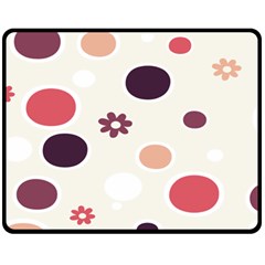 Polka Dots Flower Floral Rainbow Double Sided Fleece Blanket (medium) 