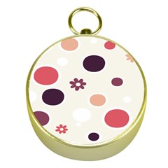 Polka Dots Flower Floral Rainbow Gold Compasses