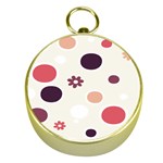 Polka Dots Flower Floral Rainbow Gold Compasses Front