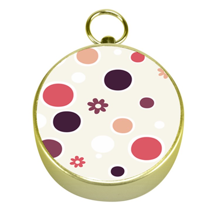 Polka Dots Flower Floral Rainbow Gold Compasses