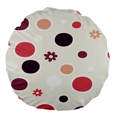 Polka Dots Flower Floral Rainbow Large 18  Premium Flano Round Cushions