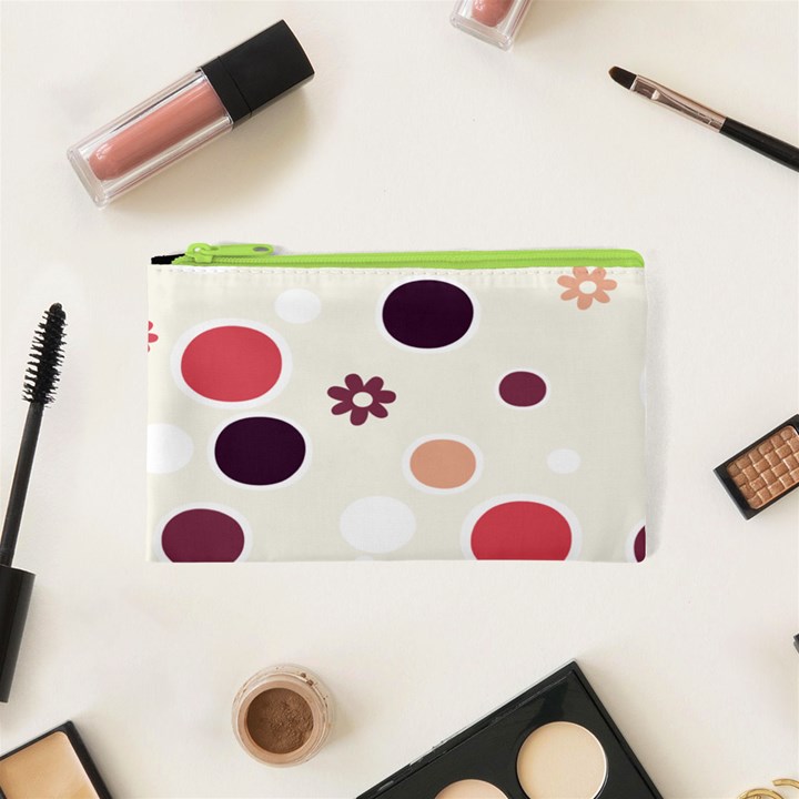 Polka Dots Flower Floral Rainbow Cosmetic Bag (XS)