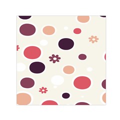 Polka Dots Flower Floral Rainbow Small Satin Scarf (square)