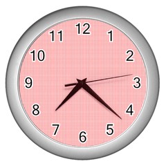 Red Polka Dots Line Spot Wall Clocks (silver)  by Mariart