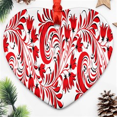 Red Flower Floral Leaf Ornament (heart)