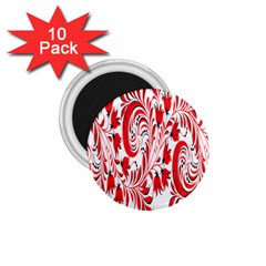 Red Flower Floral Leaf 1 75  Magnets (10 Pack) 