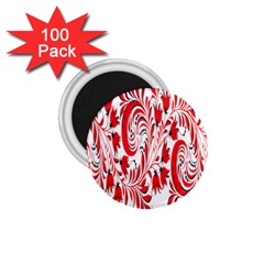 Red Flower Floral Leaf 1 75  Magnets (100 Pack)  by Mariart