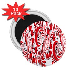 Red Flower Floral Leaf 2 25  Magnets (10 Pack) 