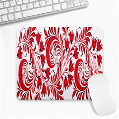 Red Flower Floral Leaf Large Mousepads