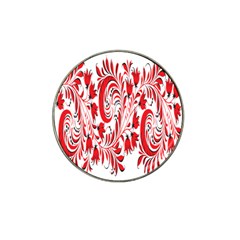 Red Flower Floral Leaf Hat Clip Ball Marker (4 Pack) by Mariart