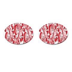 Red Flower Floral Leaf Cufflinks (oval) by Mariart