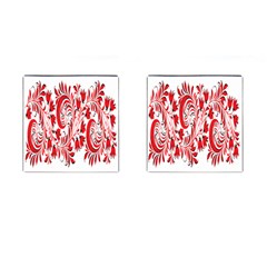 Red Flower Floral Leaf Cufflinks (square) by Mariart