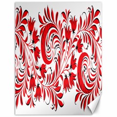 Red Flower Floral Leaf Canvas 12  X 16  