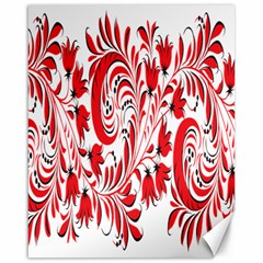 Red Flower Floral Leaf Canvas 16  X 20   by Mariart