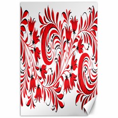 Red Flower Floral Leaf Canvas 20  X 30  