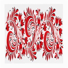 Red Flower Floral Leaf Medium Glasses Cloth by Mariart