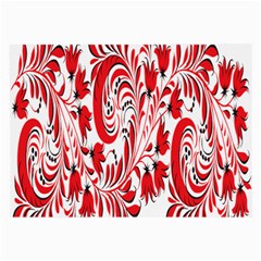 Red Flower Floral Leaf Large Glasses Cloth by Mariart