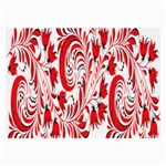 Red Flower Floral Leaf Large Glasses Cloth (2-Side) Back