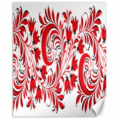 Red Flower Floral Leaf Canvas 11  X 14   by Mariart