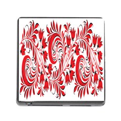 Red Flower Floral Leaf Memory Card Reader (square) by Mariart