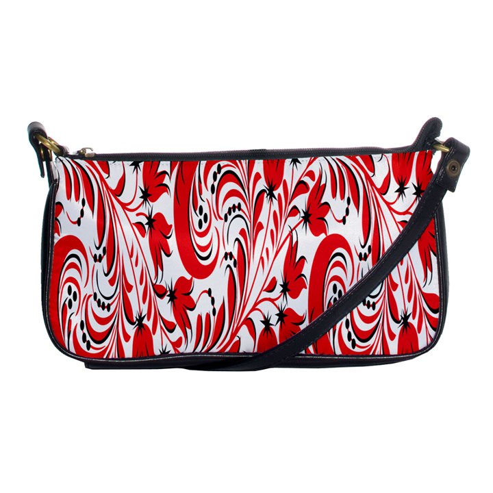 Red Flower Floral Leaf Shoulder Clutch Bags