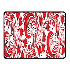 Red Flower Floral Leaf Fleece Blanket (small) by Mariart