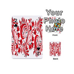 Red Flower Floral Leaf Playing Cards 54 (mini) 