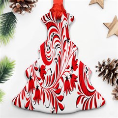 Red Flower Floral Leaf Christmas Tree Ornament (two Sides)