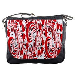 Red Flower Floral Leaf Messenger Bags by Mariart