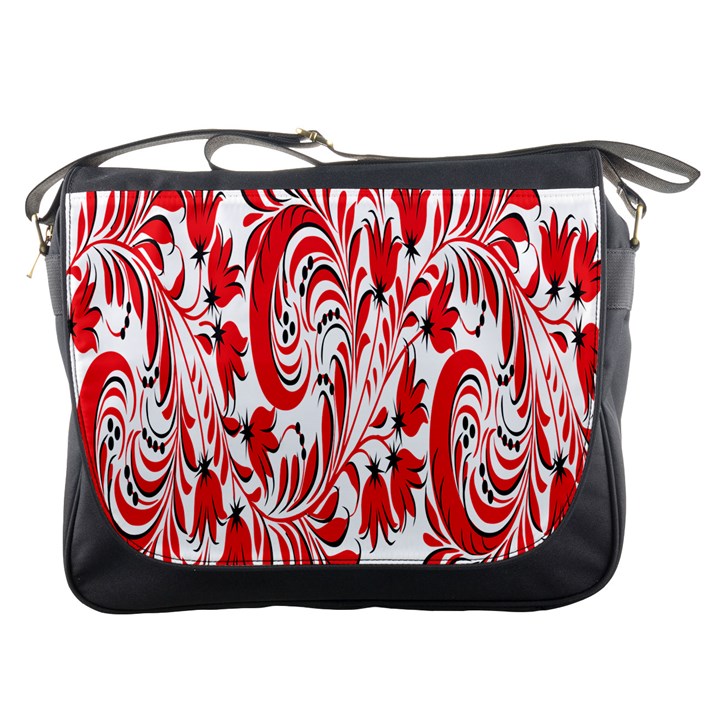 Red Flower Floral Leaf Messenger Bags