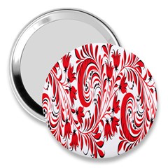 Red Flower Floral Leaf 3  Handbag Mirrors