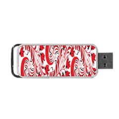 Red Flower Floral Leaf Portable Usb Flash (one Side)