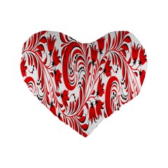 Red Flower Floral Leaf Standard 16  Premium Heart Shape Cushions