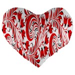 Red Flower Floral Leaf Large 19  Premium Heart Shape Cushions Front