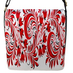 Red Flower Floral Leaf Flap Messenger Bag (s)