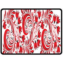 Red Flower Floral Leaf Double Sided Fleece Blanket (large)  by Mariart