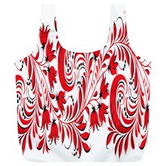 Red Flower Floral Leaf Full Print Recycle Bags (l) 