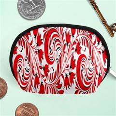 Red Flower Floral Leaf Accessory Pouches (medium)  by Mariart