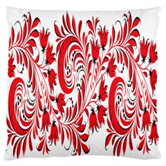 Red Flower Floral Leaf Large Flano Cushion Case (one Side) by Mariart