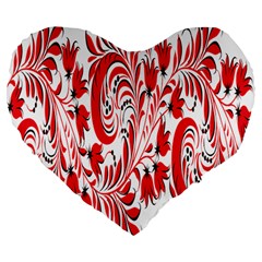 Red Flower Floral Leaf Large 19  Premium Flano Heart Shape Cushions by Mariart