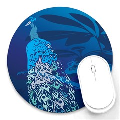 Peacock Bird Blue Animals Round Mousepads