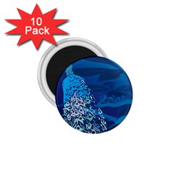 Peacock Bird Blue Animals 1 75  Magnets (10 Pack) 